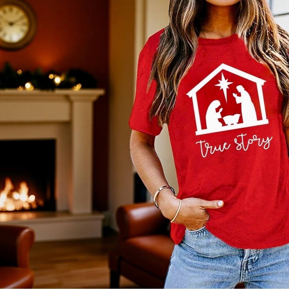 True Story Tee | Nativity Christmas Shirt | Size M